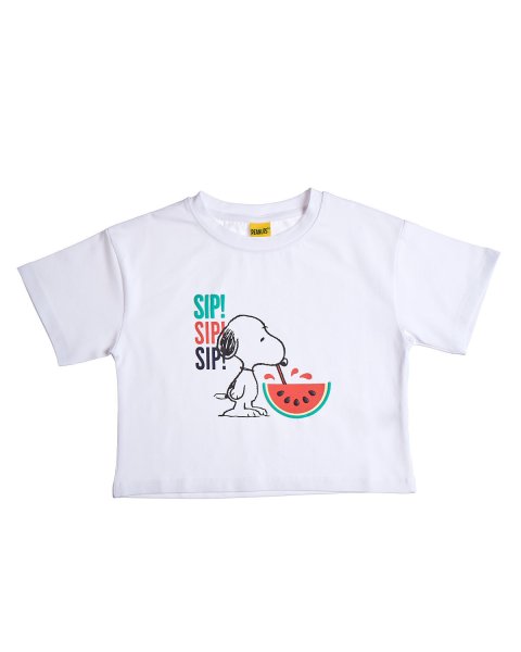 Μπλούζα cropped Snoopy με ανάγλυφα στοιχεία (12 μηνών-10 ετών)