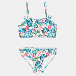 Bikini set sun safe UPF45+ with tropical print (4-16 years)