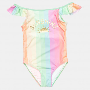 Swimsuit sun safe UPF45+ colourful with ruffles (4-16 years)