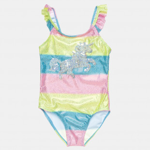 Swimsuit sun safe UPF45+ shiny with sequins in unicorn shape (4-14 years)