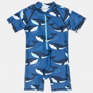 Swimwear sun safe UPF45+ with whales pattern (9 months-3 years)