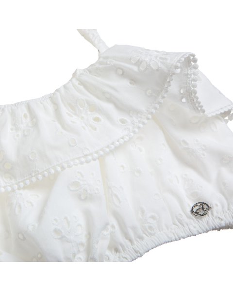 Crop top with cutwork embroidery (6-14 years)