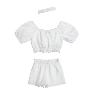 Set with cutwork embroidery and headband (18 months-5 years)