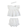 Set top, shorts and headband with cutwork embroidery (6-18 months)