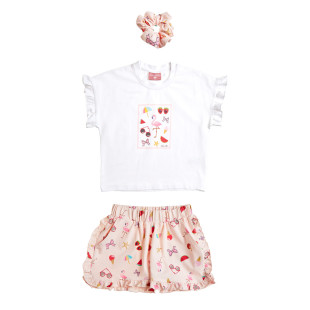Set with print and scrunchie (12 months-5 years)