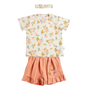 Σετ Tender Comforts με φλοράλ μοτίβο και κορδέλα μαλλιών (3-18 μηνών)