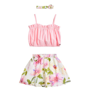 Σετ crop top με φούστα και κορδέλα μαλλιών (6-14 ετών)