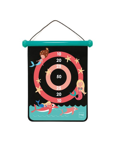 2-Sided Magnetic Scratch Target with 6 Darts Mermaid (5+ years)