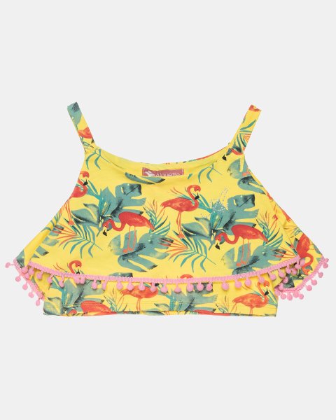 Μπλούζα crop με tropical μοτίβο (6-14 ετών)