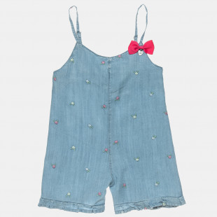 Denim playsuit with embroidery (18 months-5 years)