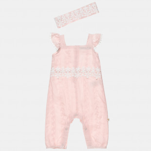 Babygrow  with embroidery and hair band (1-9 months)