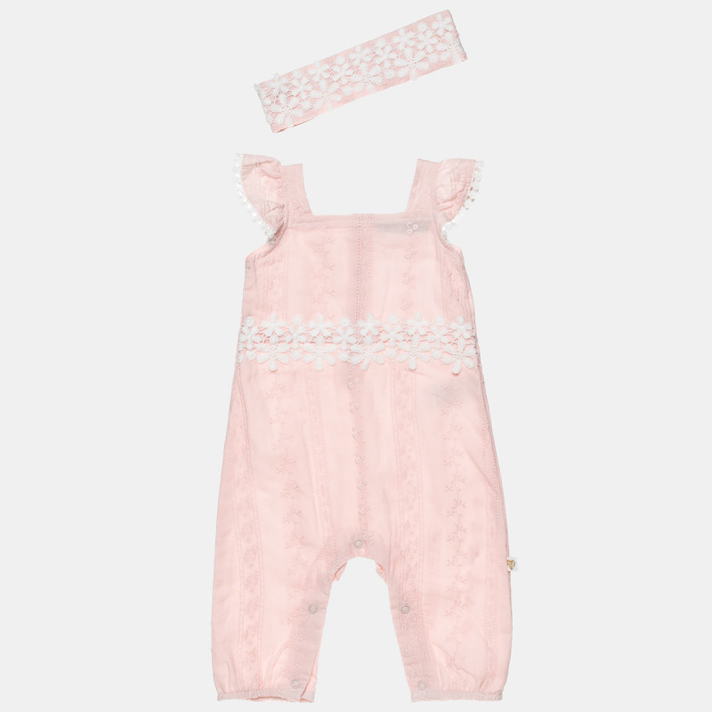 Babygrow  with embroidery and hair band (1-9 months)