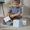 Wooden blue blocks with numbers label label (12+ months)