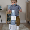Wooden blue blocks with numbers label label (12+ months)
