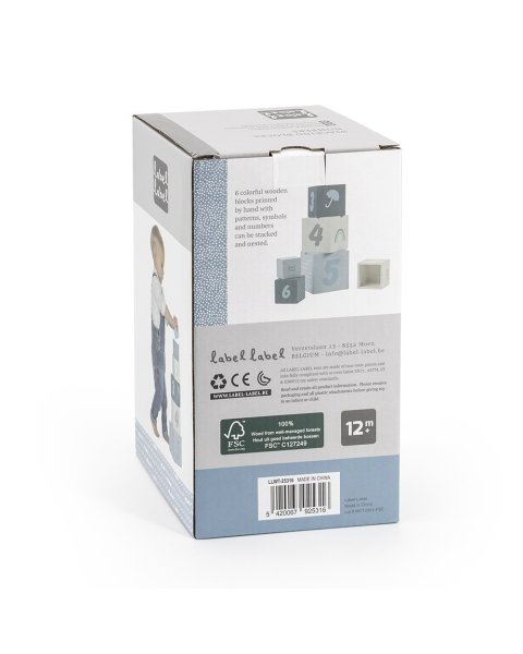 Τουβλάκια ξύλινα μπλε με νούμερα label label (12+ μηνών)