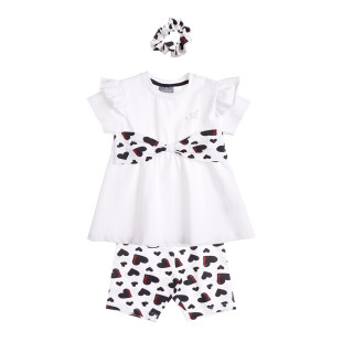 Set with hearts pattern and scrunchie (18 months-5 years)