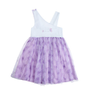 Φόρεμα με τύπωμα και τούλινο κάτω μέρος (6-14 ετών)