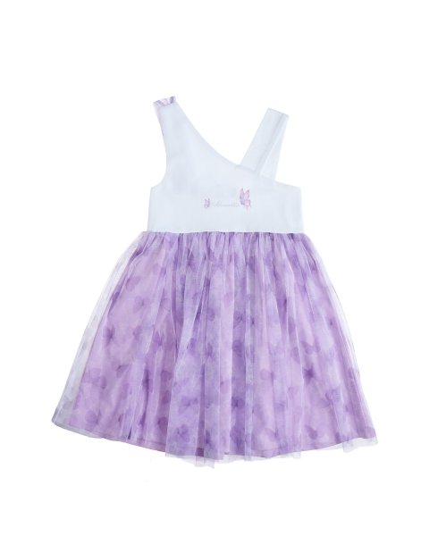 Dress with print and tulle bottom (6-14 years)