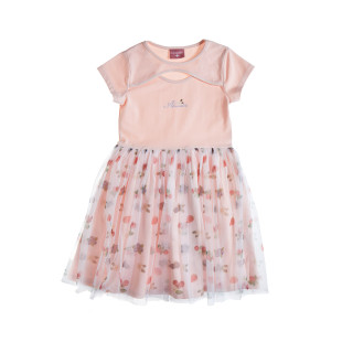 Φόρεμα με τύπωμα και τούλινο κάτω μέρος (6-14 ετών)