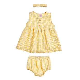 Φόρεμα με σλιπ και κορδέλα μαλλιών με μεταλλιζέ νήμα (3 μηνών-2 ετών)