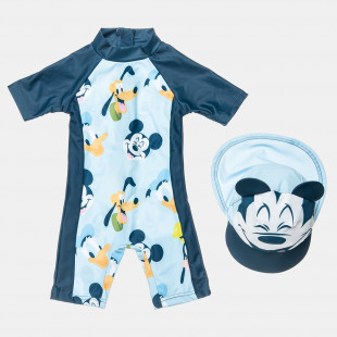 Μαγιό Disney Donald & Mickey αντιηλιακό UPF 50+ με καπέλο (3-18 μηνών)