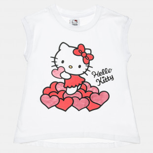 Μπλούζα Hello Kitty αμάνικη με γυαλιστερό τύπωμα (3-8 ετών)
