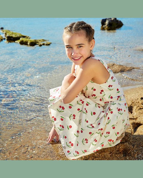 Dress with cherry pattern (6-14 years)