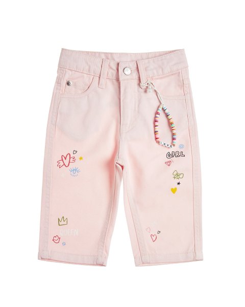 Denim pants with prints and bracelet (12 months-5 years)