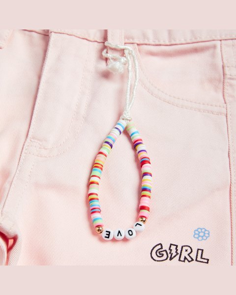 Denim pants with prints and bracelet (12 months-5 years)