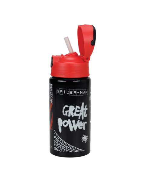 Water bottle aluminum with straw Spiderman 500ml