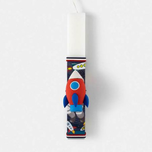 Easter Candle with eraser spacecraft