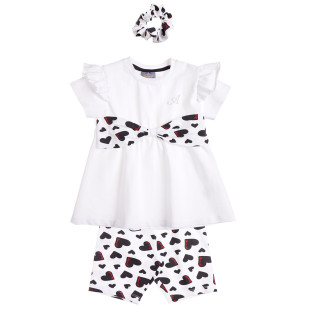 Set with hearts pattern and scrunchie (18 months-5 years)