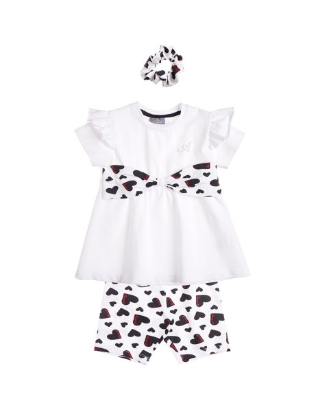Set with hearts pattern and scrunchie (18 months-5 years)