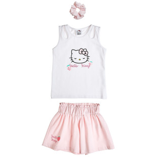 Σετ Hello Kitty με ροζ scrunchie (18 μηνών-5 ετών)