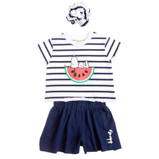 Set Snoopy with scrunchie and embossed elements (12 months-10 years)