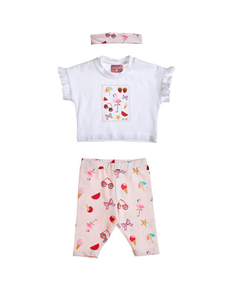 Σετ crop top με κολάν και κορδέλα μαλλιών (3-18 μηνών)