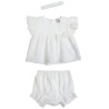 Set top, shorts and headband with cutwork embroidery (6-18 months)