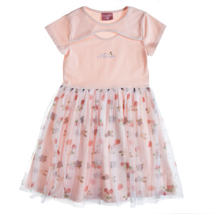 Dress with print and tulle bottom (6-14 years)