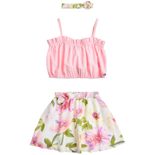 Σετ crop top με φούστα και κορδέλα μαλλιών (6-14 ετών)