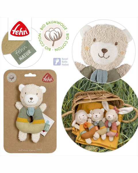 Soft ring rattle bear fehnNATUR® (0+ months)