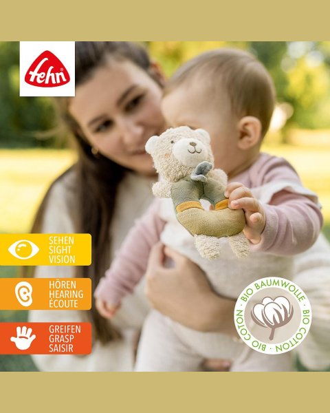 Soft ring rattle bear fehnNATUR® (0+ months)