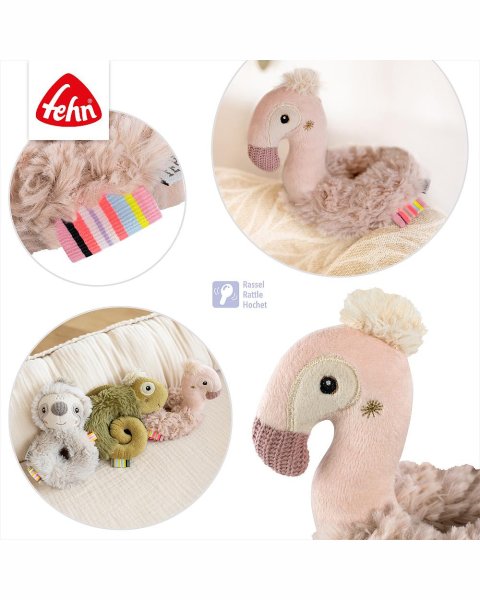 Soft rattle flamingo Fehn (0+ months)