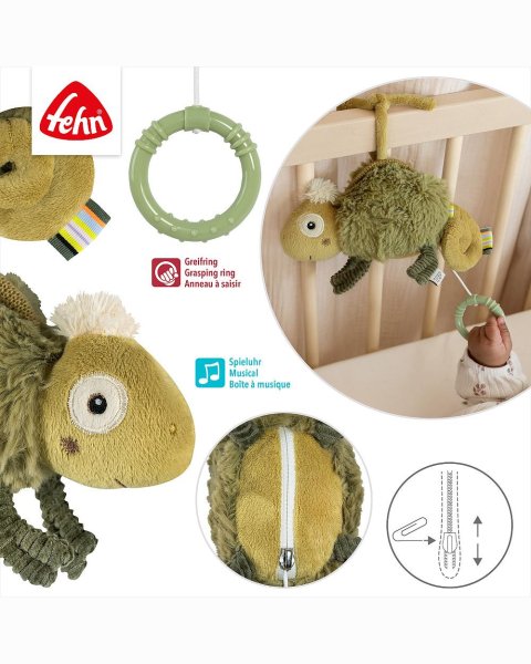 Musical plush toy Fehn & sleeping aid baby chameleon (0+ months)
