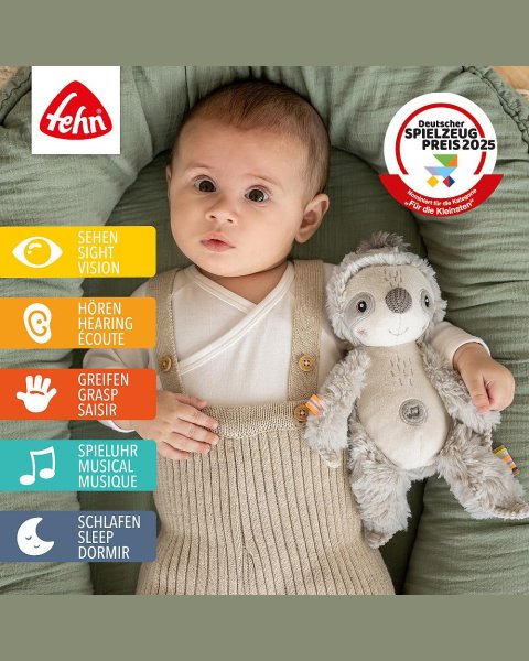 Soft toy & sleeping aid with sound sloth Fehn (0+ months)