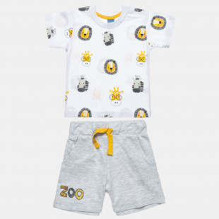 Set t-shirt and shorts with animal pattern (3 months-2 years)