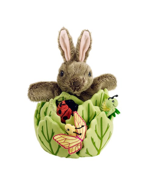 Hand puppet Rabbit in lettuce – Hide-Aways - The Puppet Company