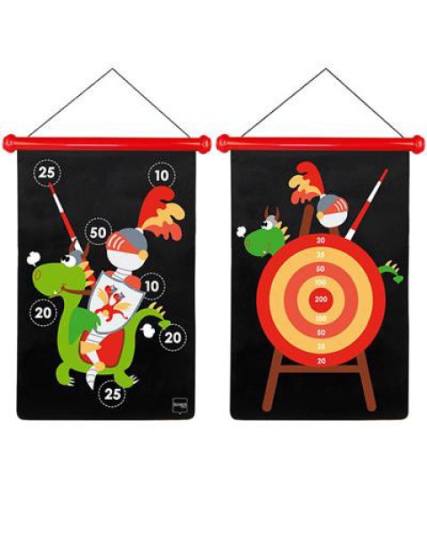 2-Sided Magnetic Scratch Target with 6 Darts-Knights (5+ years)