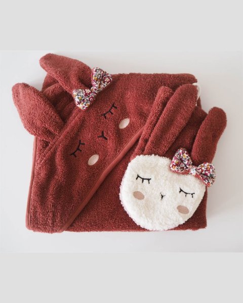 Hooded towel rabbit Kikadu 80x80cm