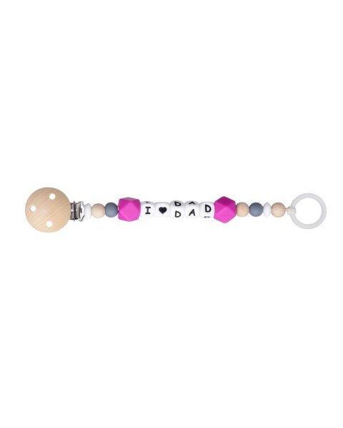 Pacifier clip Kikadu 'I Love Dad' pink (0+ months)