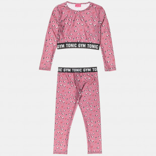 Set Gym Tonic crop top and leggings with hearts pattern (6-16 years)